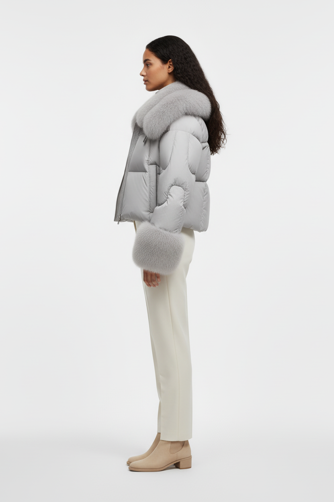 NALVERA coat – zipper closure and pocket detail