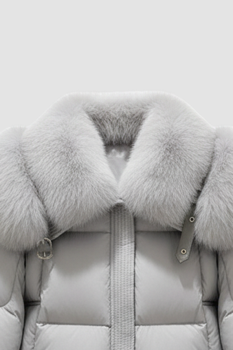 NALVERA fox fur down coat – front view short winter jacket