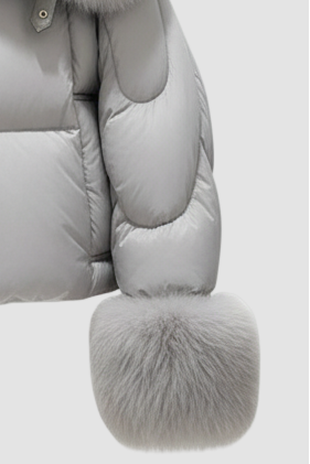 NALVERA fox fur down coat – front view short winter jacket