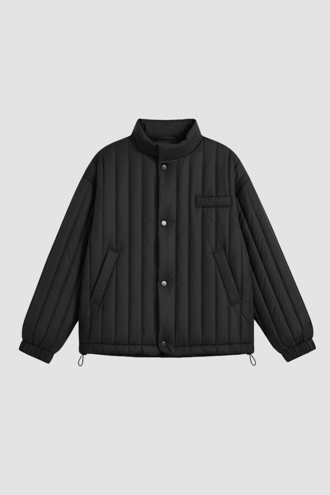 NARVINA quilted stand collar down coat in soft matte white