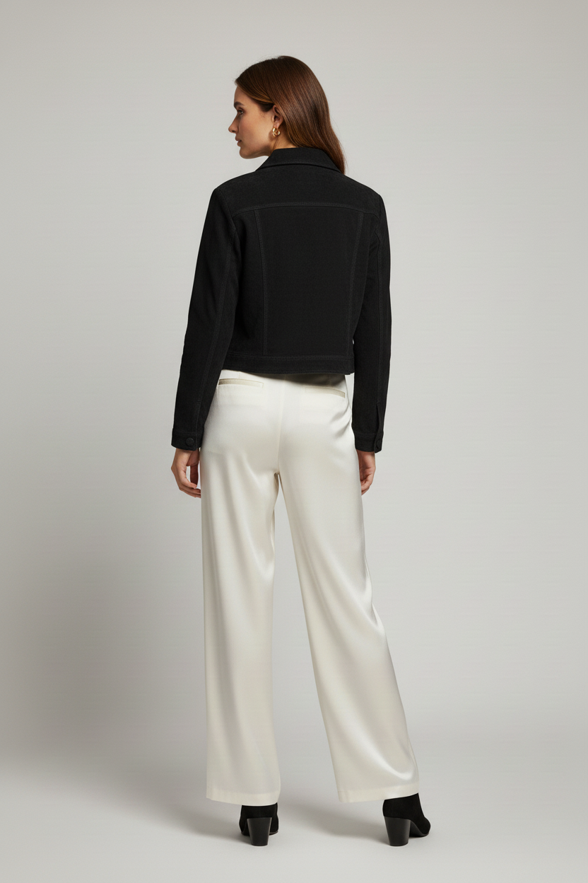 PAYTONE - Cropped Goat Suede Jacket, Dark Brown, Back View