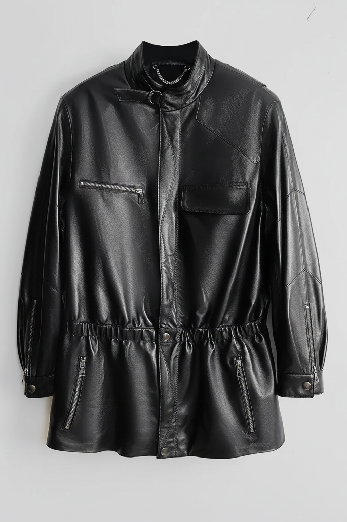 PAYTON - Black leather jacket, full shot