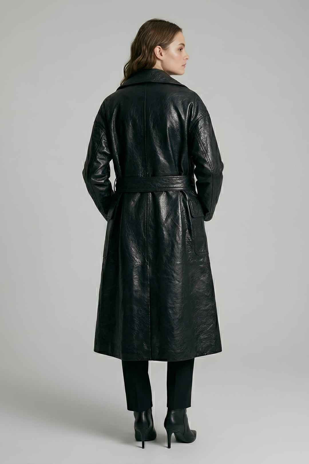 PRESCOTT - Belted Cowhide - black jacket, quiet luxury, back view shot