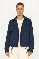 FINLEY - Cropped Suede Trench Jacket Leather