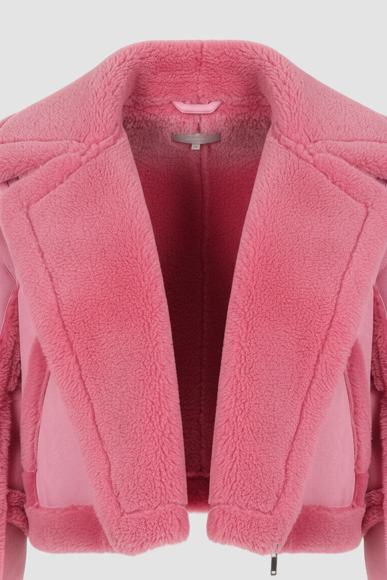 Pink fleece jacket on a white background