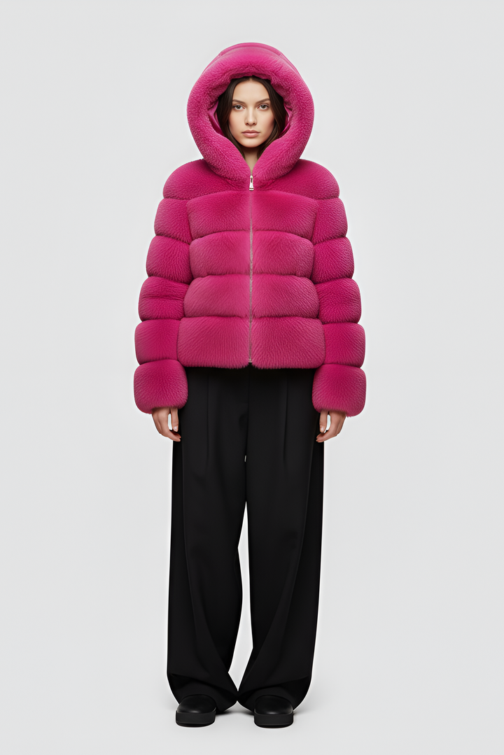 Winter outfit featuring the FERALYN faux fur jacket styled with everyday essentials.