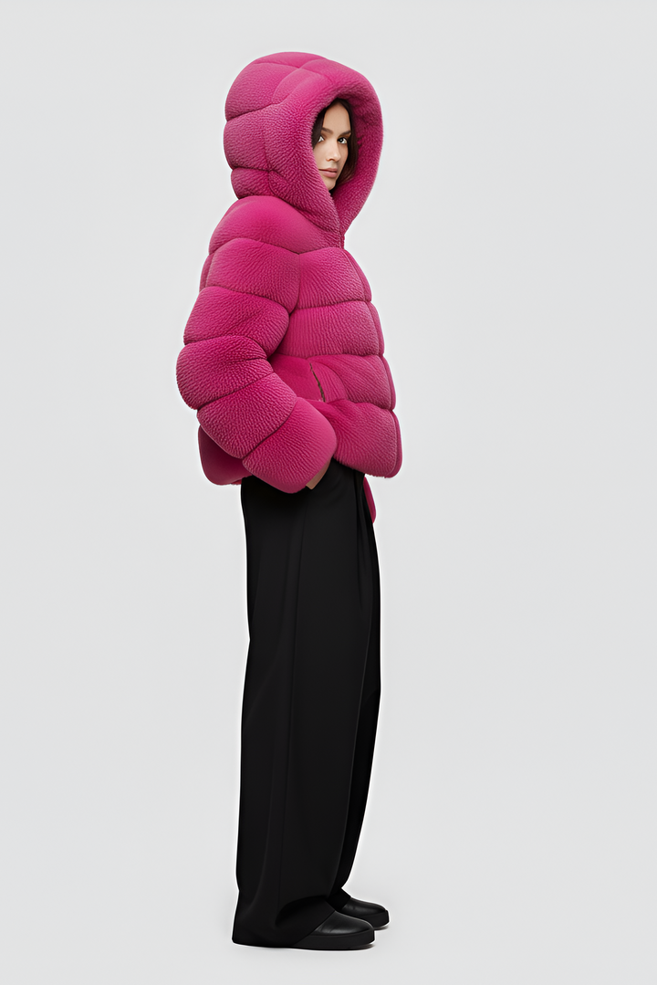 Winter outfit featuring the FERALYN faux fur jacket styled with everyday essentials.