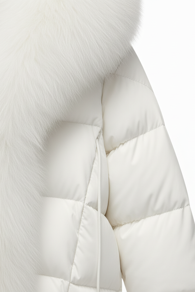 RAVELYN raccoon fur hooded parka – winter collection display