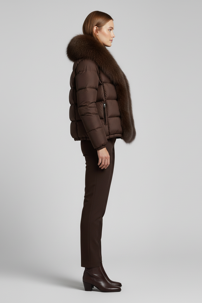RAVELYN thick warm duck down jacket – texture detail
