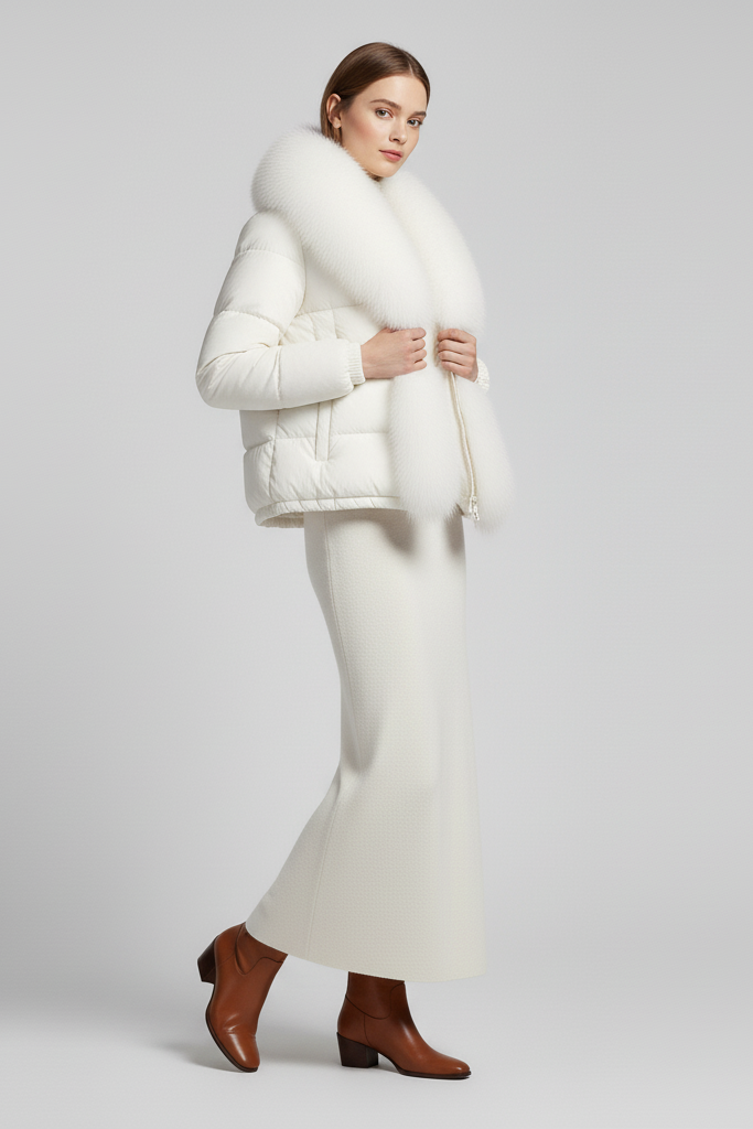 RAVELYN waterproof winter coat with detachable raccoon fur