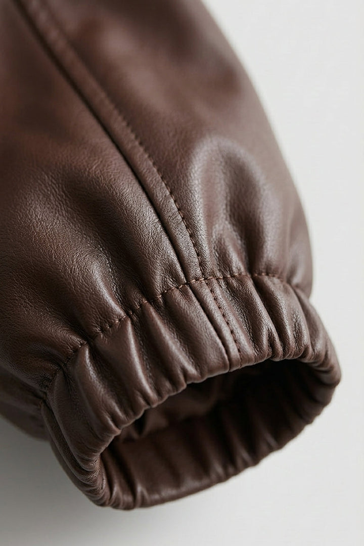 REESE - Close-up of elasticated leather jacket cuff