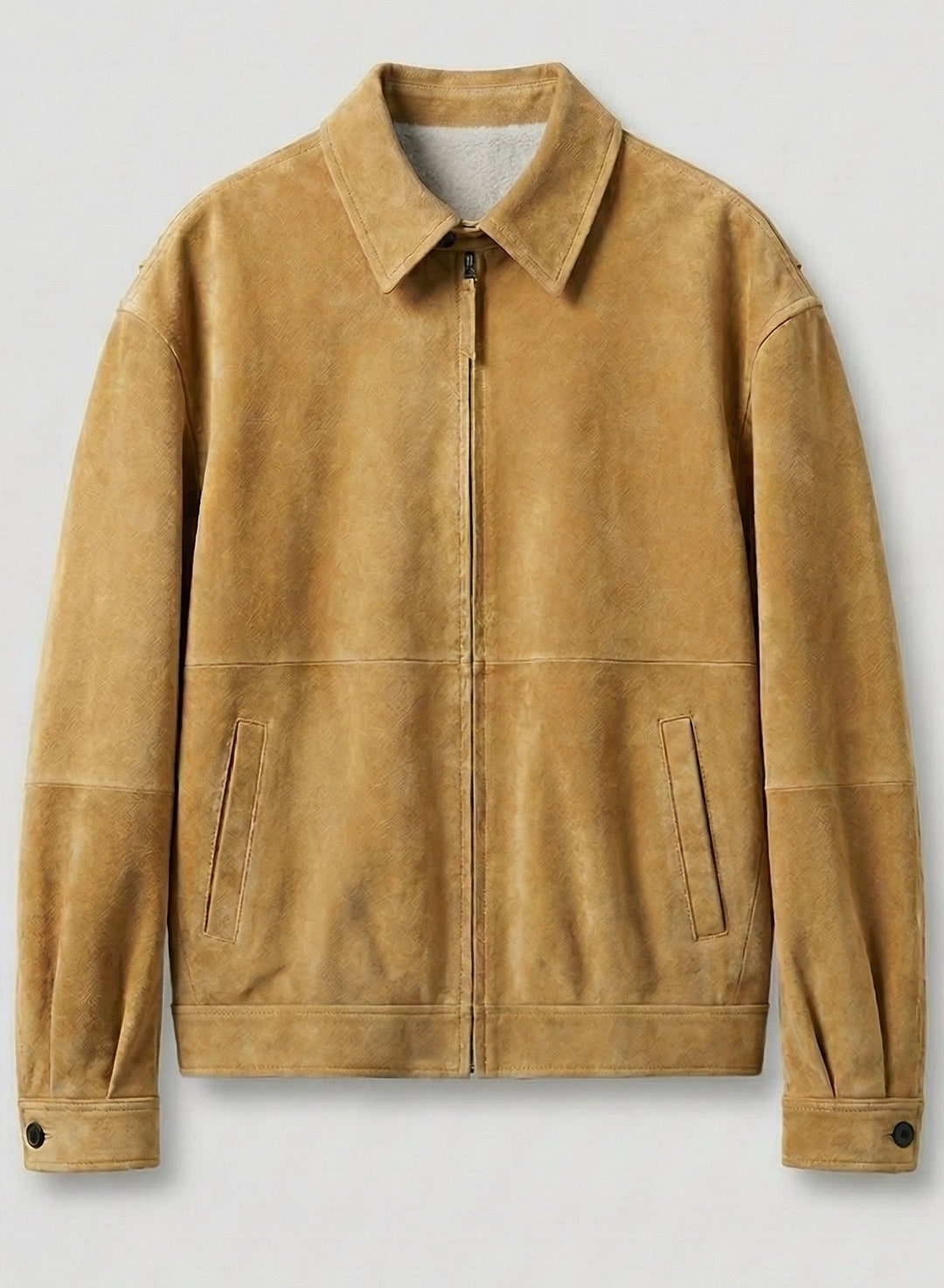 ROWAN - Tan Vintage Suede Leather Bomber Jacket, full shot
