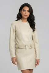 ROWYN - Belted Cropped Leather Jacket Leather Light Edition