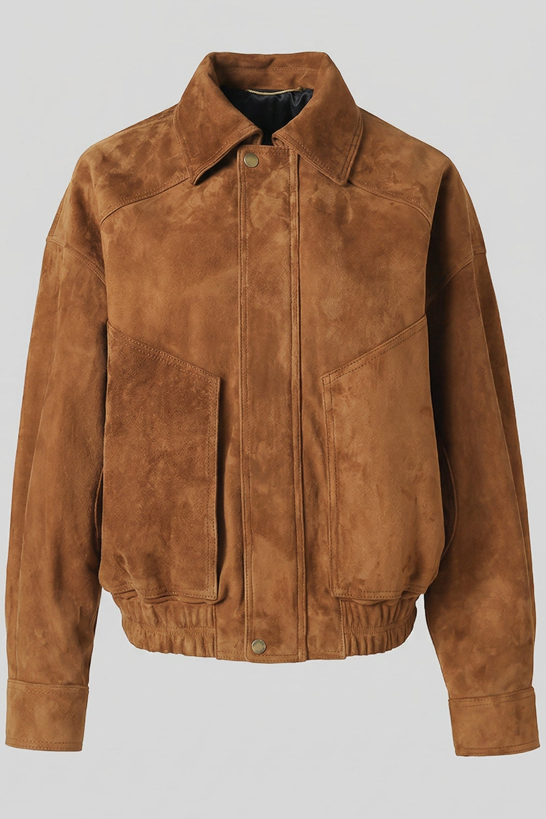 RYLEE - Brown suede leather jacket, full shot