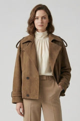 SCARLETT - Leather Trench Jacket Classic Design