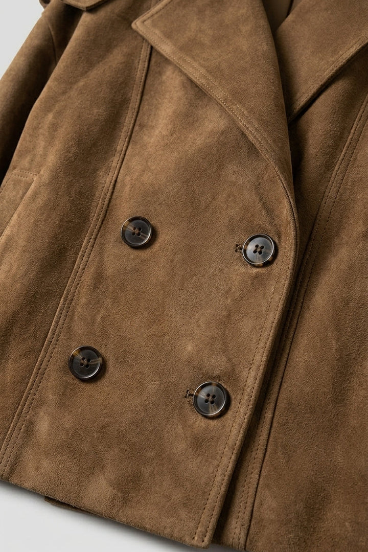 SCARLETT - Suede Jacket Lapel and Button Detail