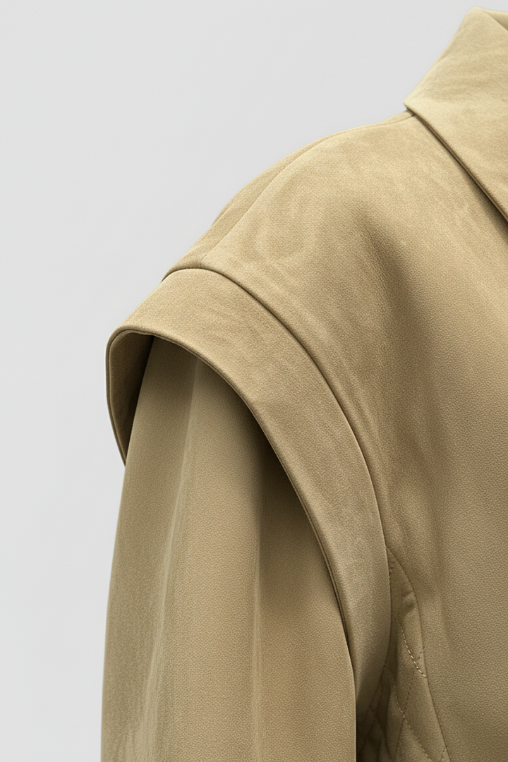 SCARLETT LUMINA suede leather jacket women shoulder detail genuine suede leather texture