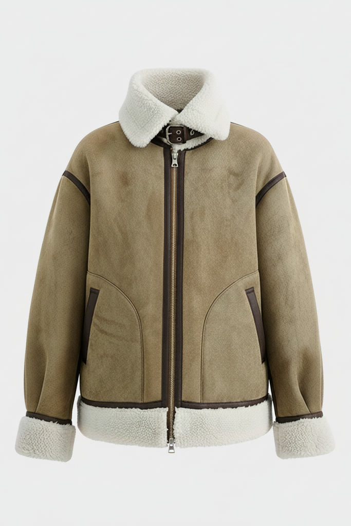 SELVARA women's suede coat cream variant full front