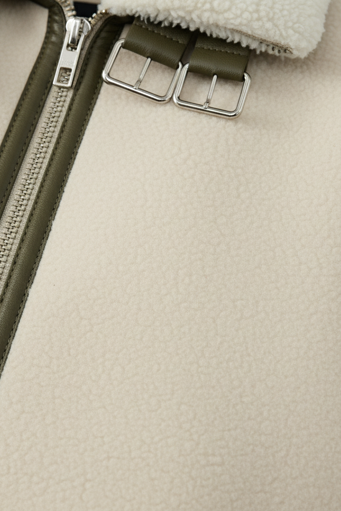 SELVARA women's suede coat detailed front look