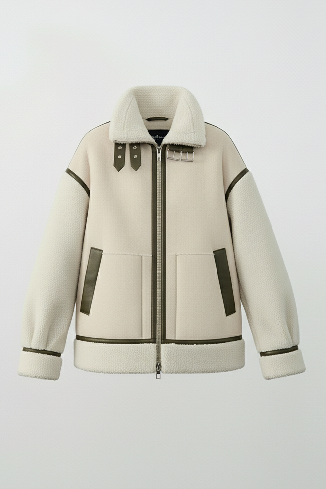 SELVARA women's suede coat front view on light background