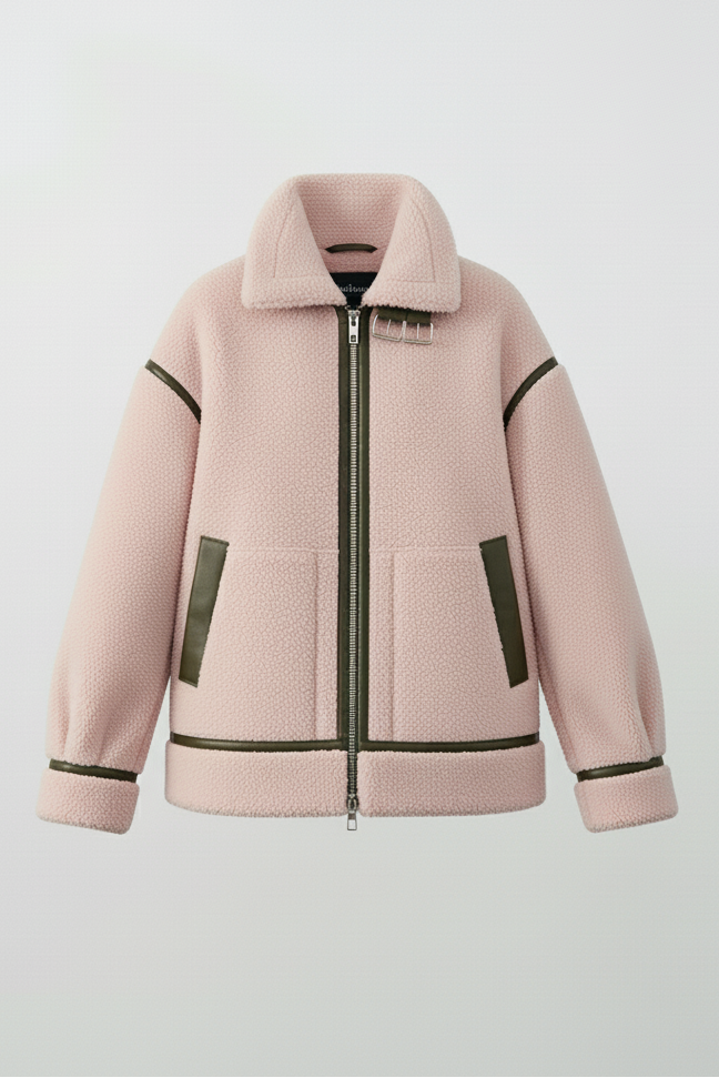 SELVARA women's suede coat pink variant studio shot