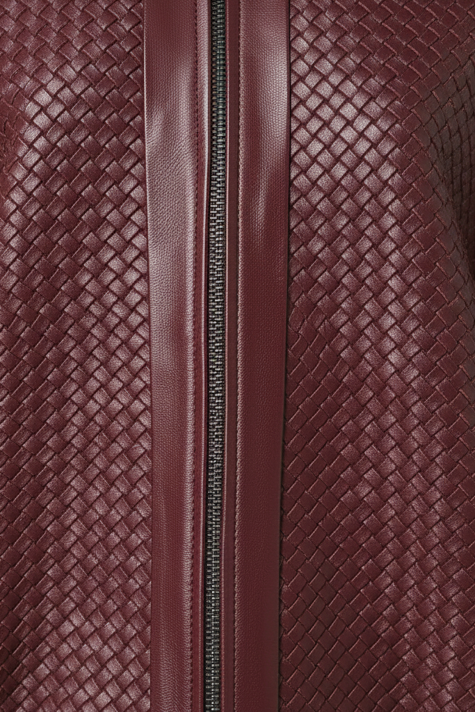 SUTTON - Detail of burgundy woven jacket zipper