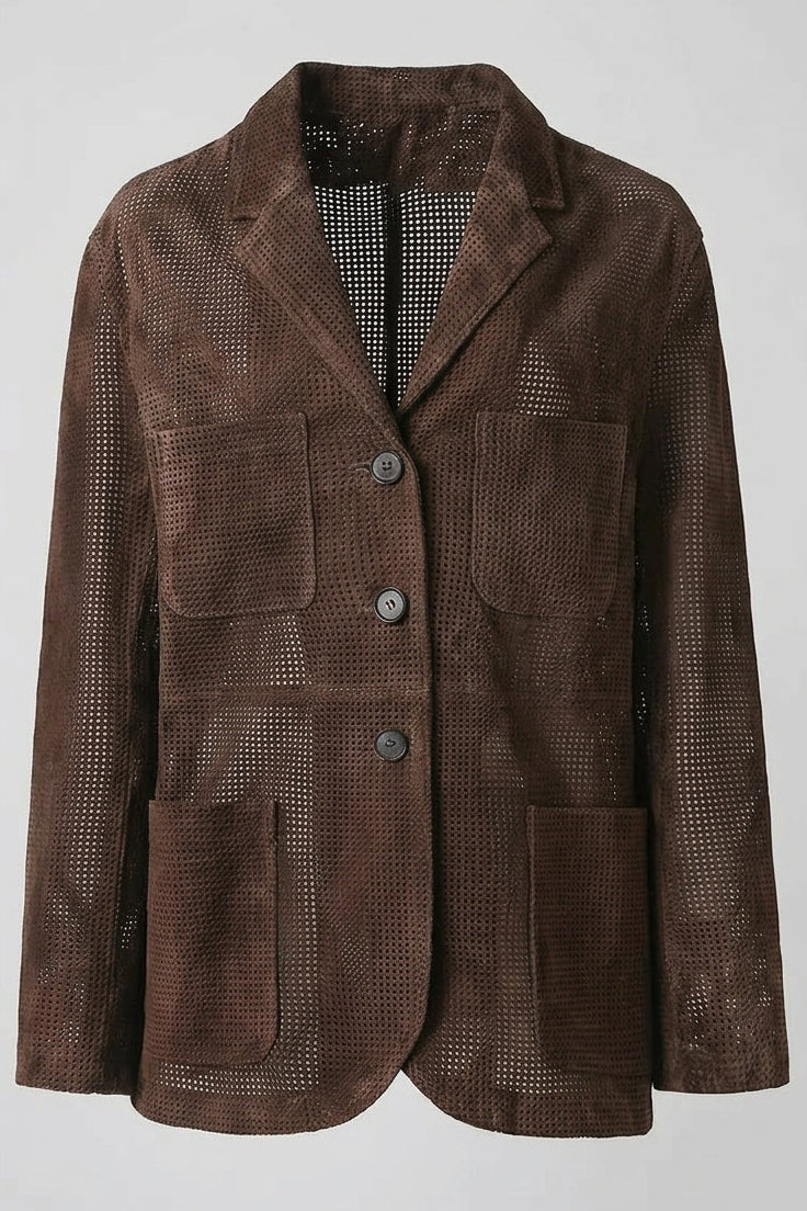 TATUM - Perforated Suede Jacket Sleeve