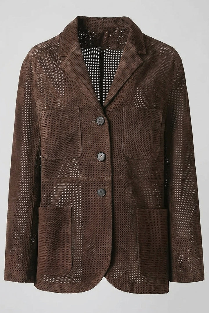 TATUM - Perforated Suede Jacket Sleeve