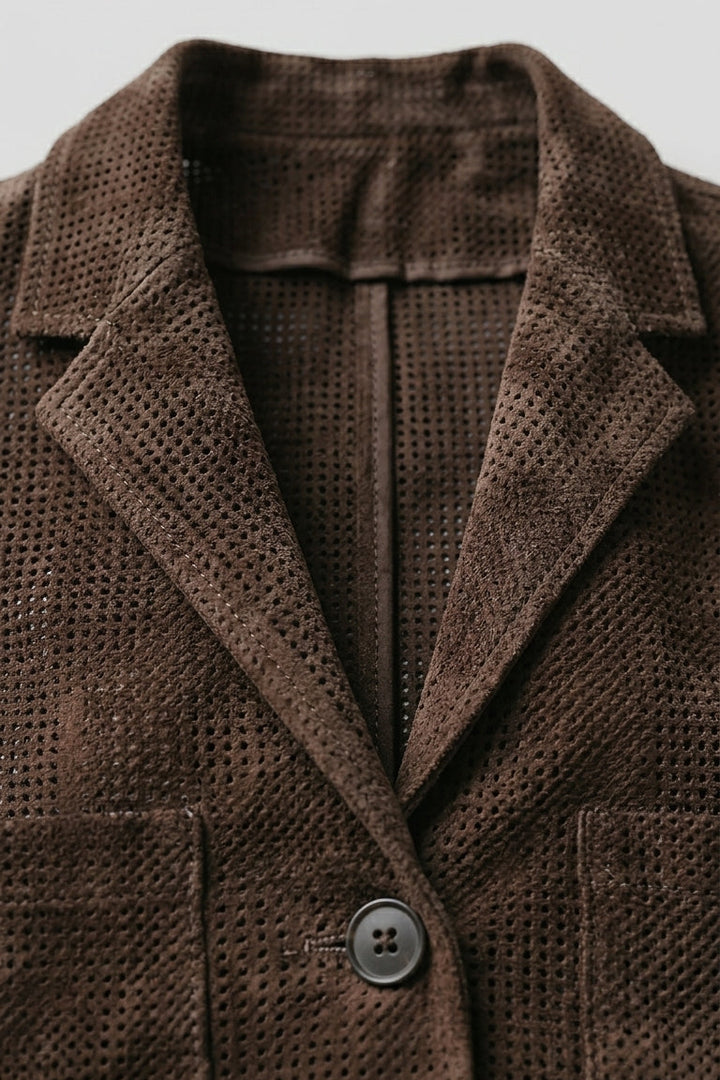 TATUM - Suede Leather Blazer with Perforations