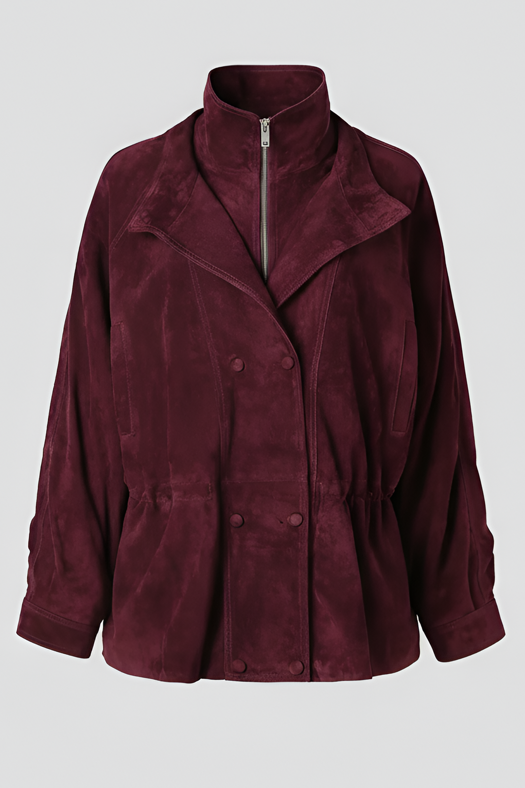 TESSA - burgundy leather bomber jacket