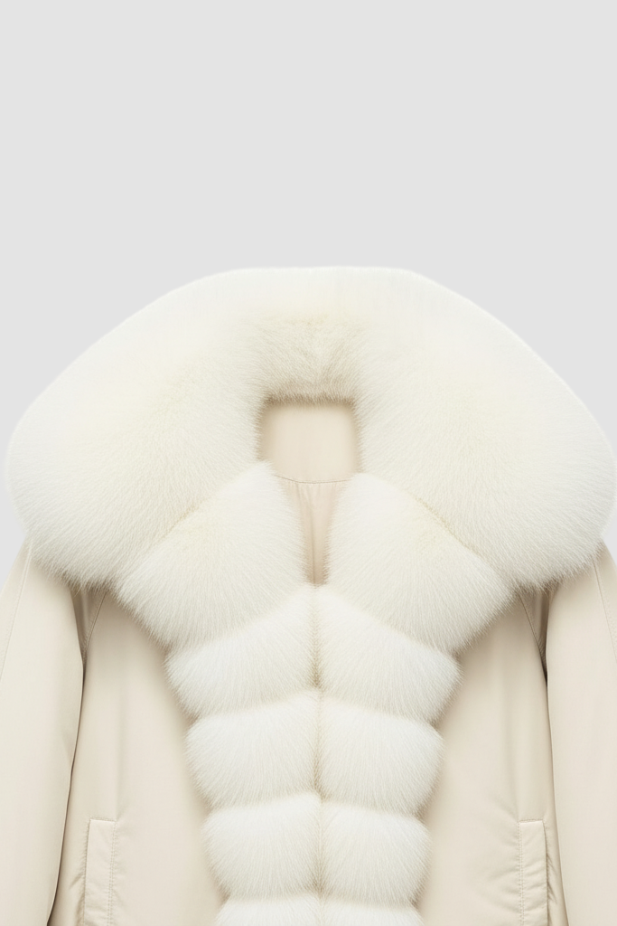 VELORIA fox fur down jacket – front winter view