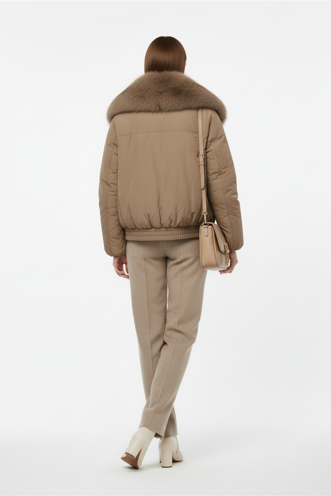 VELORIA jacket – down filling and lining macro view