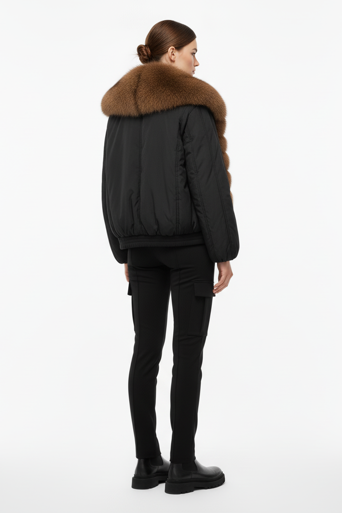 VELORIA jacket – down filling and lining macro view