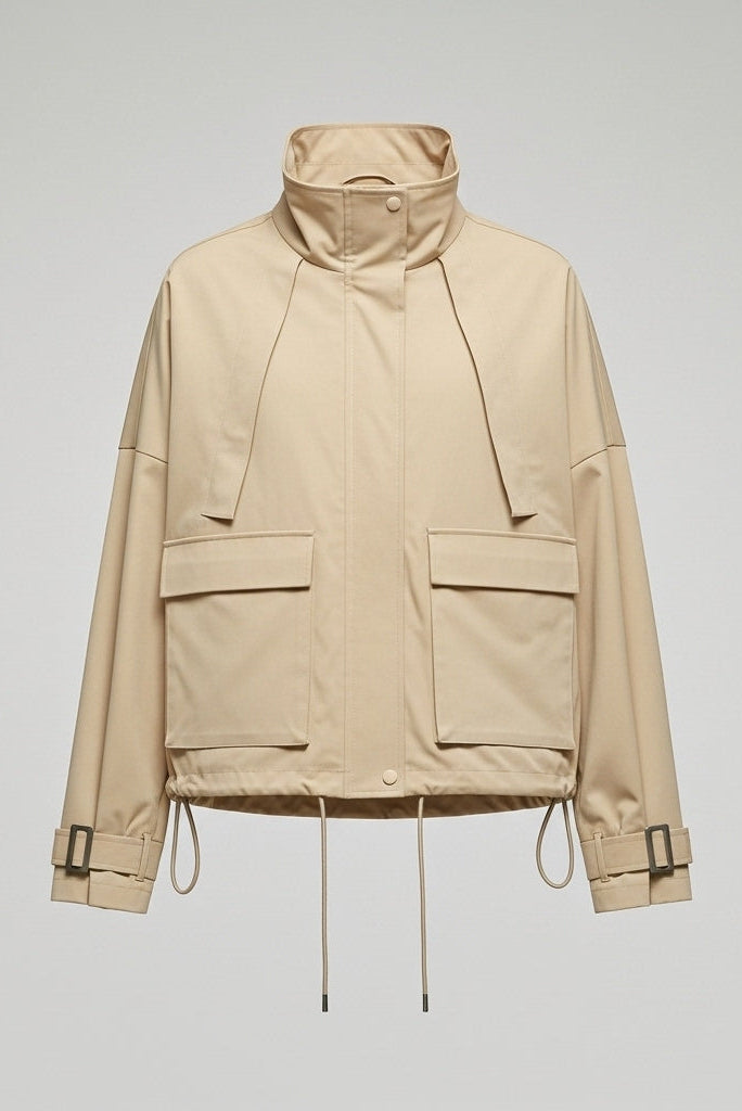 VERLON British Tooling Trench Coat – Beige Front View woman coat spring
