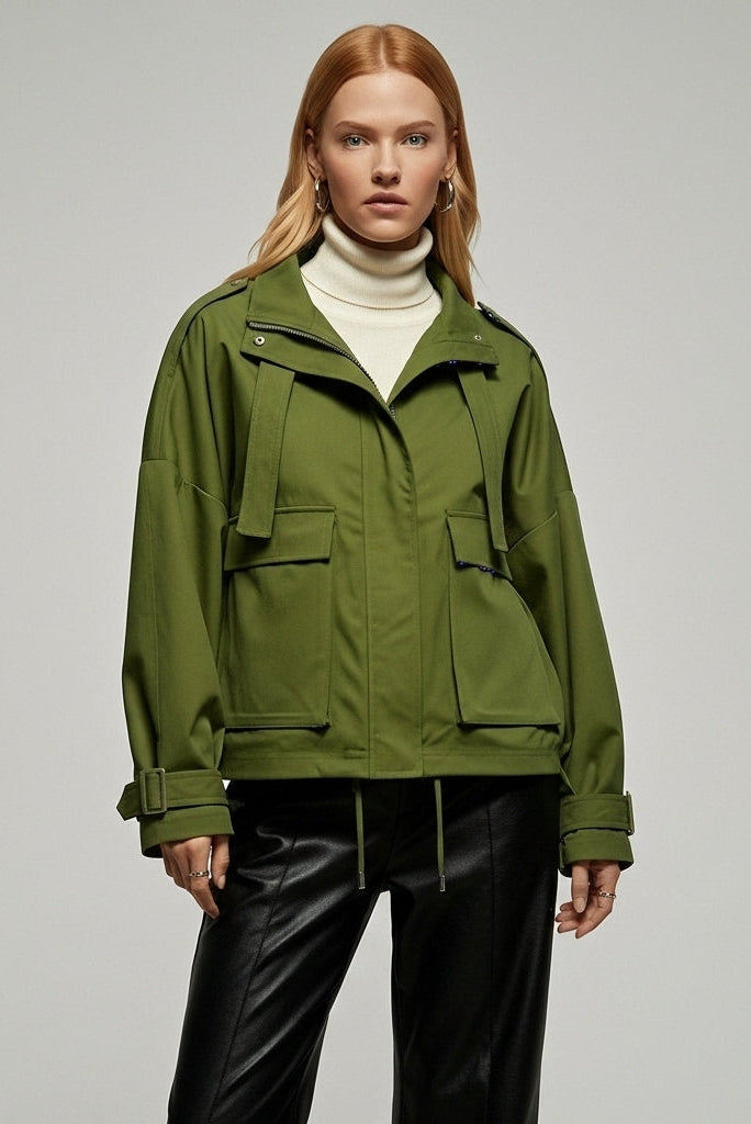 VERLON British Tooling Trench Coat – Beige Lifestyle Look woman coat spring outfit
