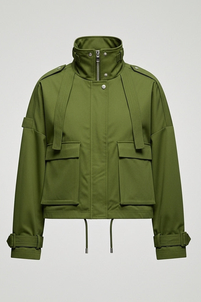 VERLON British Tooling Trench Coat – Green Front View woman coat spring
