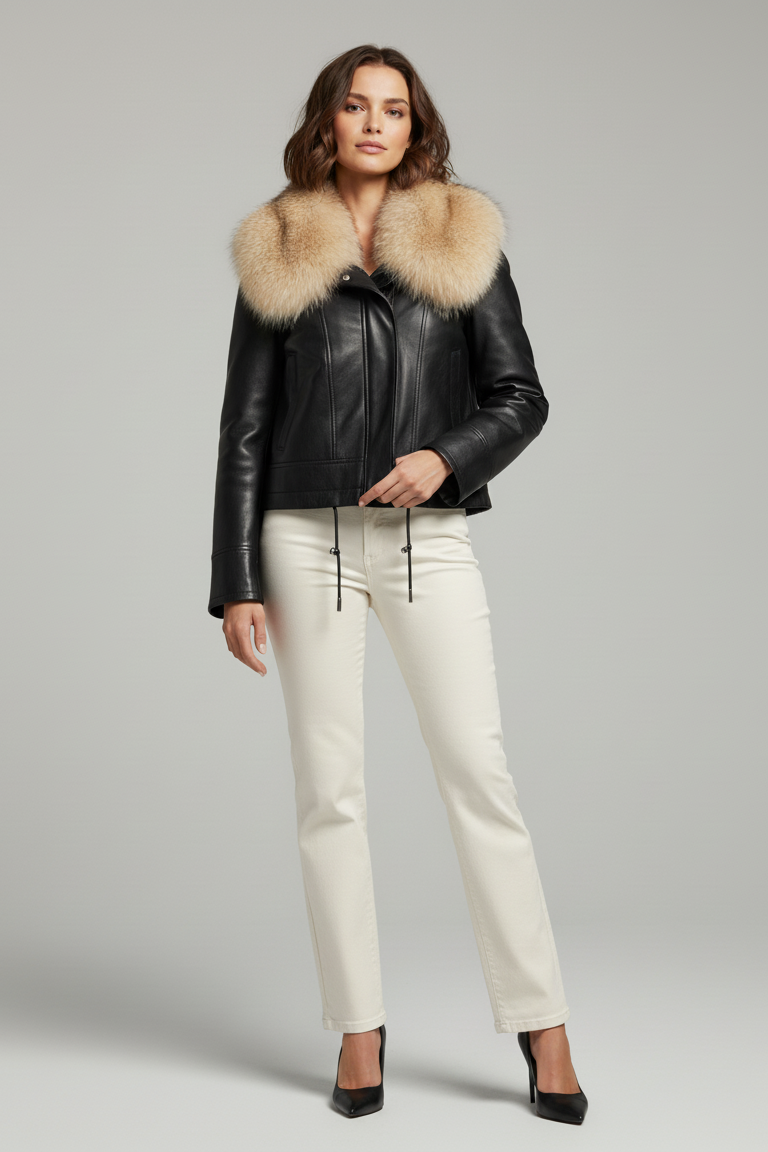 WAVERLY - Sheepskin Leath - off-white pants quiet luxury