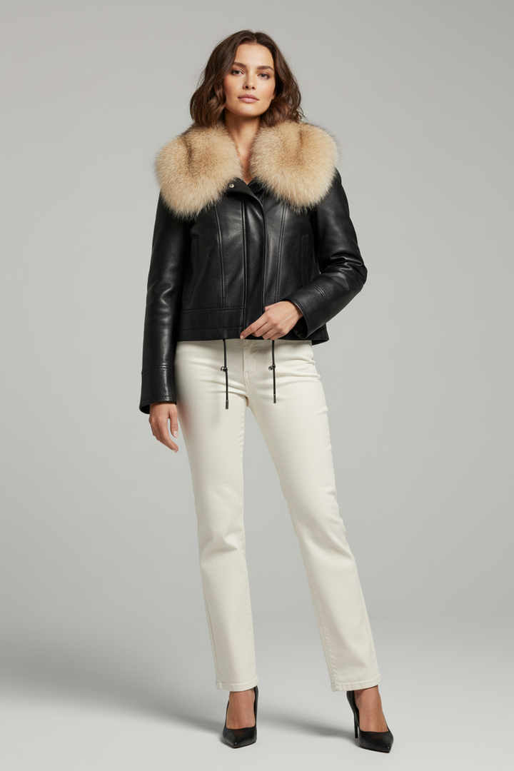 WAVERLY - Sheepskin Leath - off-white pants quiet luxury