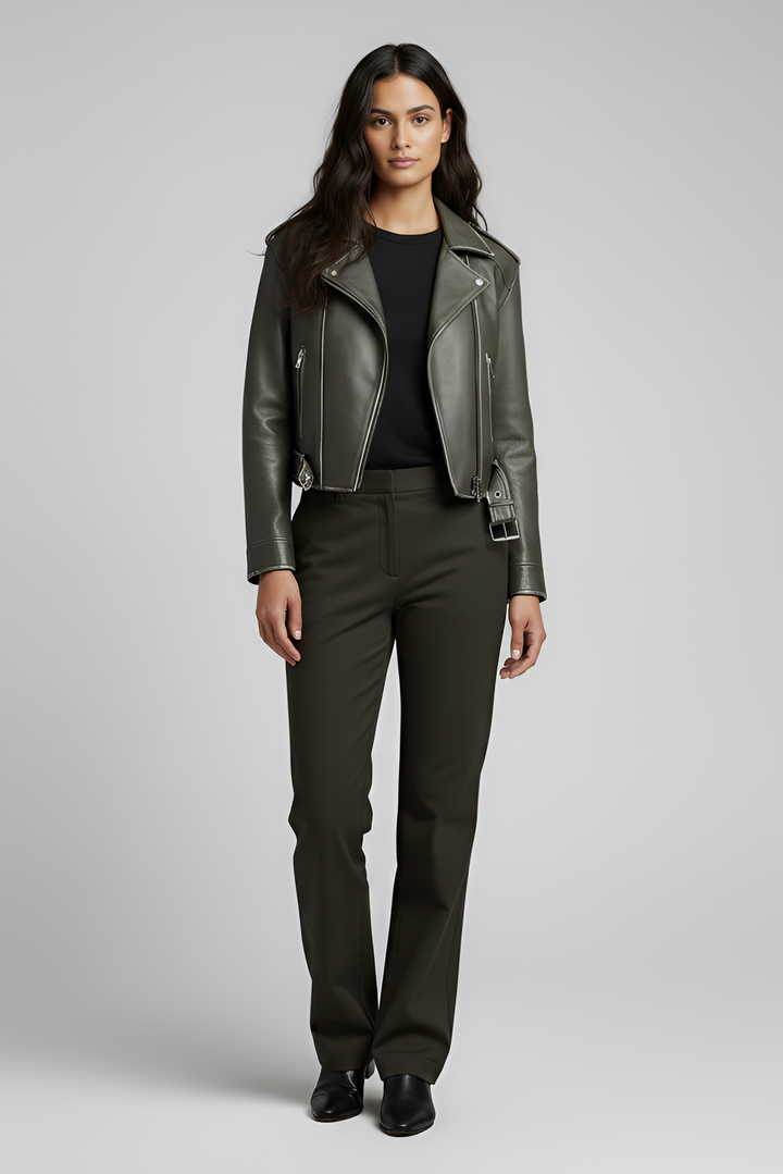 WHITNEY - Model wearing jacket and pants, front full body shot