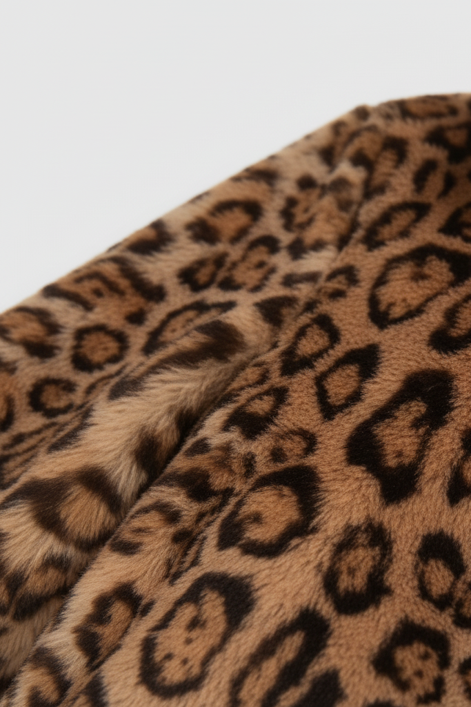 Warm winter outfit featuring the LEOVARA leopard faux coat outdoors.