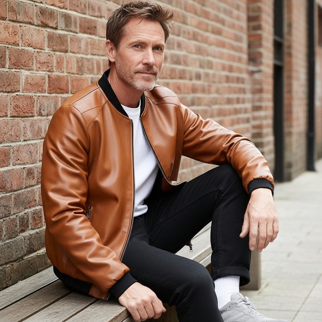 Dalvyn | Veste de motard noire en PU pour homme