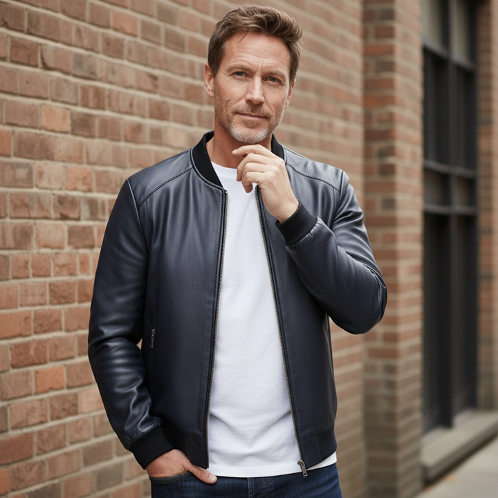 Dalvyn | Veste de motard noire en PU pour homme