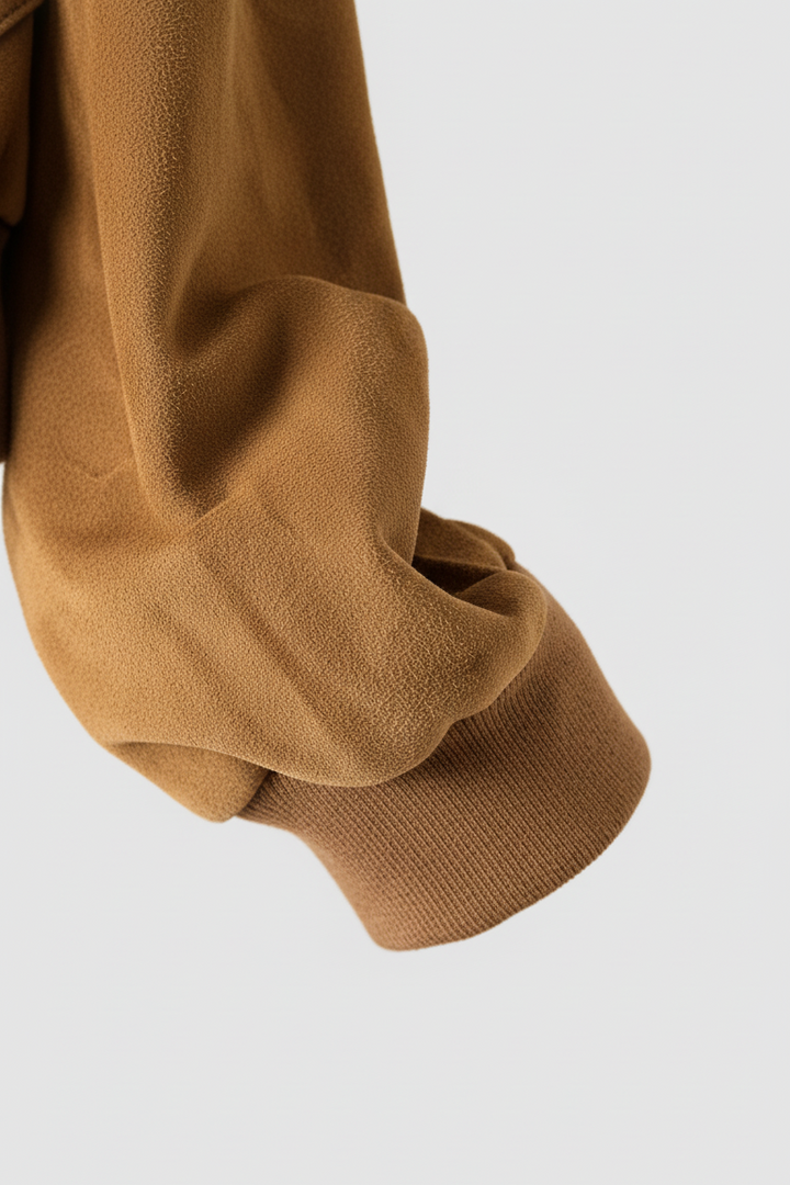 LILLY - Suede bomber jacket sleeve detail, ribbed cuff