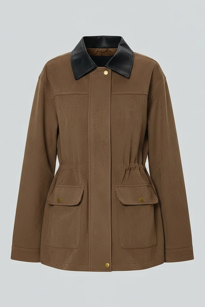 VICTORIA – Suede Lapel Waist-Cinched Jacket