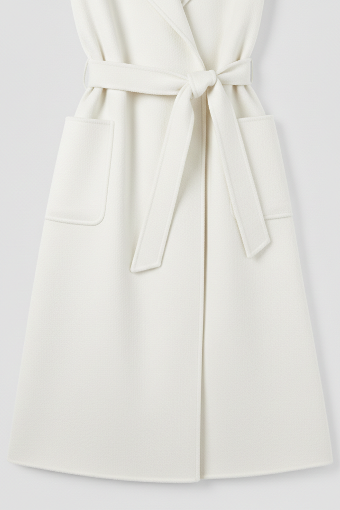 White coat with a belt on a light gray background