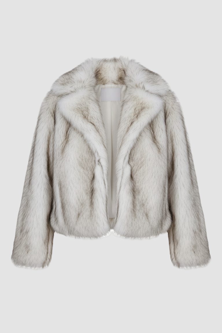 White fur jacket on a white background