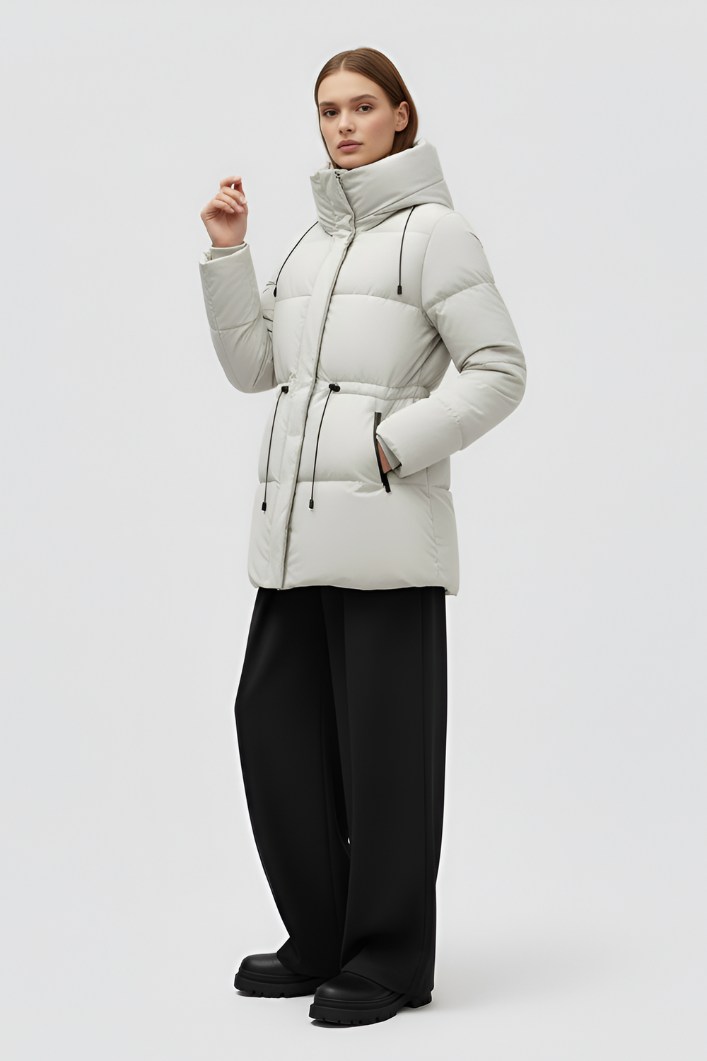 White puffer jacket on a white background