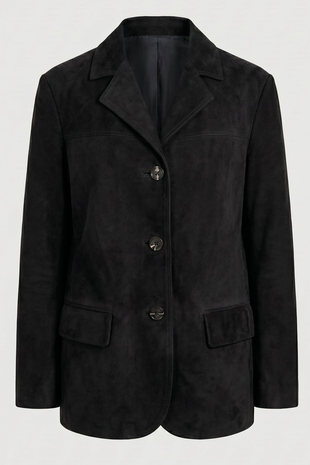 Winslow - Oversized suede blazer, front view, black