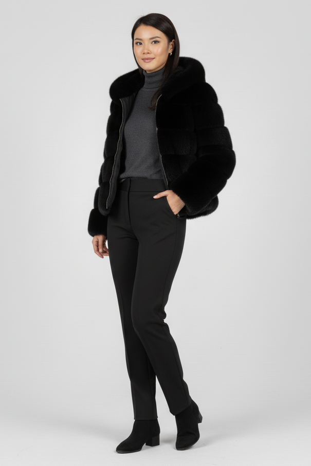 Winter outfit featuring the FERALYN faux fur jacket styled with everyday essentials.