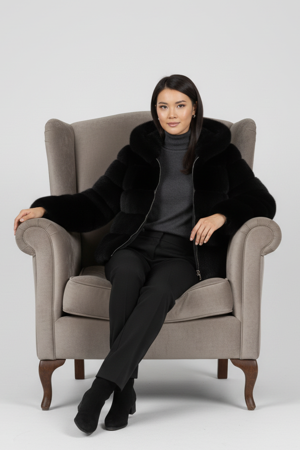 Winter outfit featuring the FERALYN faux fur jacket styled with everyday essentials.